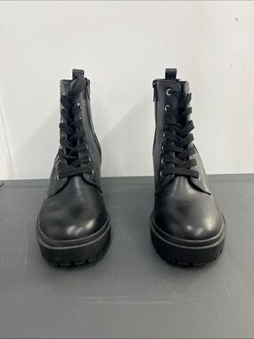 Black Lace-Up Platform Combat Boots